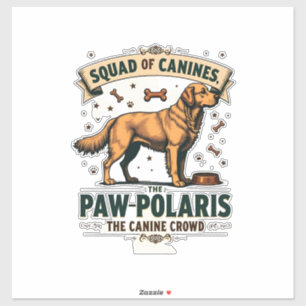 Sticker Équipe de Canidés Graphique Vintage de Chien avec 