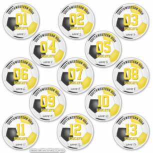 Sticker équipe de football en or noir cadeaux jeu de 13