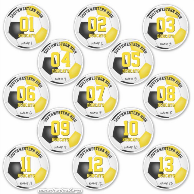Sticker équipe de football en or noir cadeaux jeu de 13 (Devant)