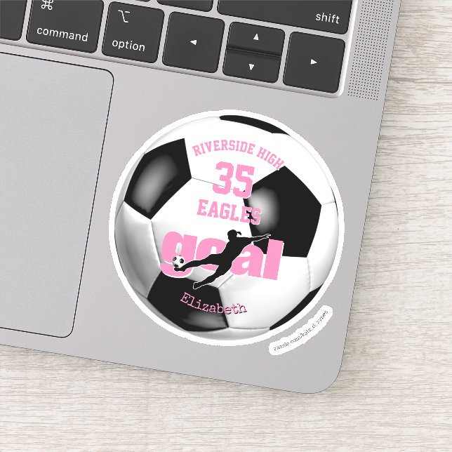Sticker équipe de football esprit filles nom texte rose (Détail)