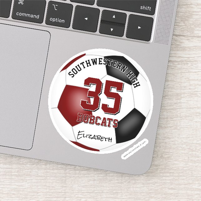 Sticker équipe de maroon noir couleurs garçons filles socc (Détail)