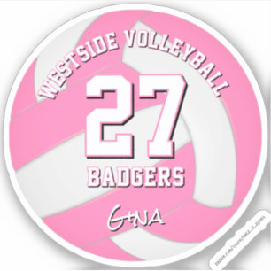 Sticker équipe de sport rose couleurs volley-ball joueur