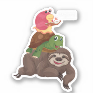 Sticker Équipe de Tortue Escargot de Paresse à dos de Coch