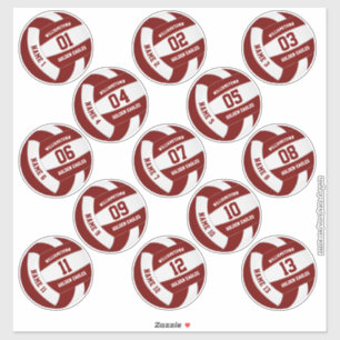Sticker équipe de volley-ball blanc marron couleurs joueur