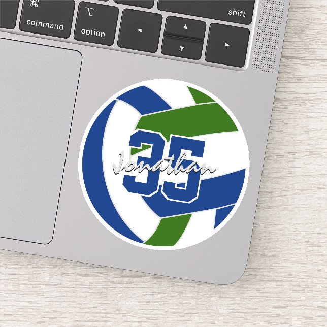 Sticker équipe de volley-ball bleu vert couleurs personnal (Détail)