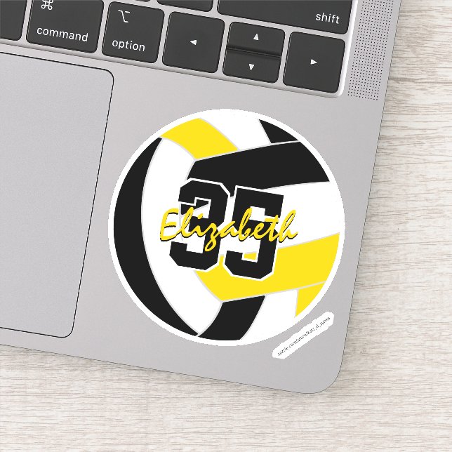 Sticker équipe de volley-ball en or noir couleurs (Détail)
