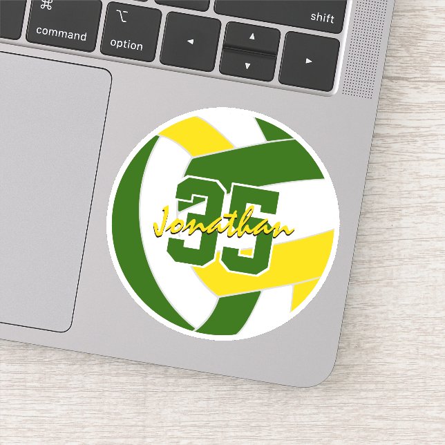 Sticker équipe de volley-ball en or vert couleurs (Détail)