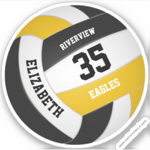 Sticker équipe d'or noir colore des filles volley-ball