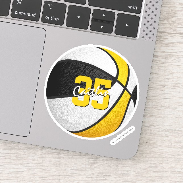 Sticker équipe d'or noir couleurs enfants basketball (Détail)