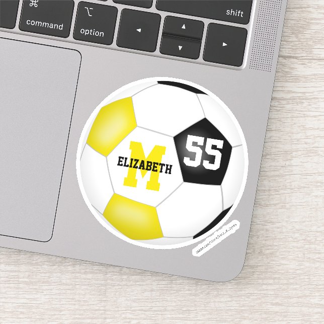 Sticker équipe d'or noir couleurs filles garçons football (Détail)