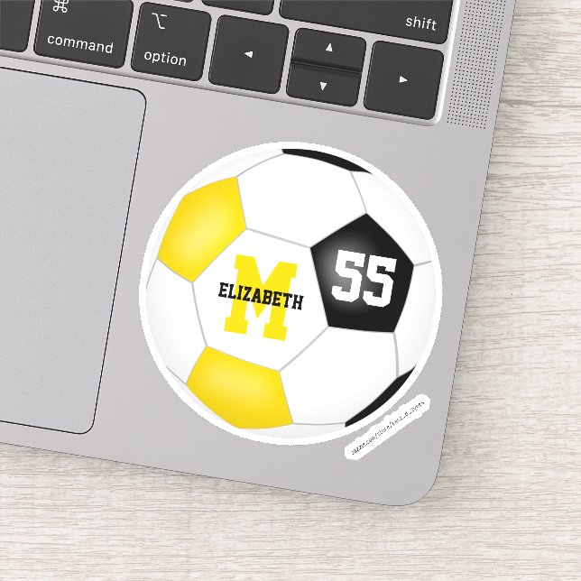 Sticker équipe d'or noir couleurs filles garçons football (Détail)