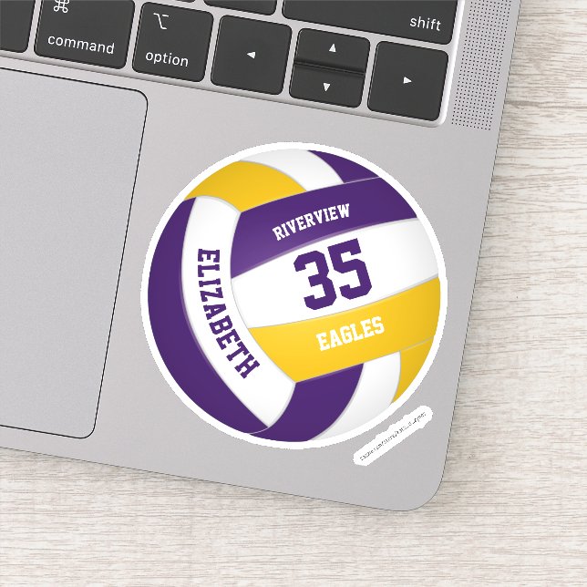 Sticker équipe d'or violet couleurs filles garçons volley- (Détail)
