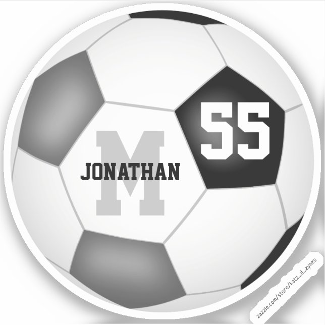 Sticker équipe noire gris couleurs garçons filles soccer (Devant)
