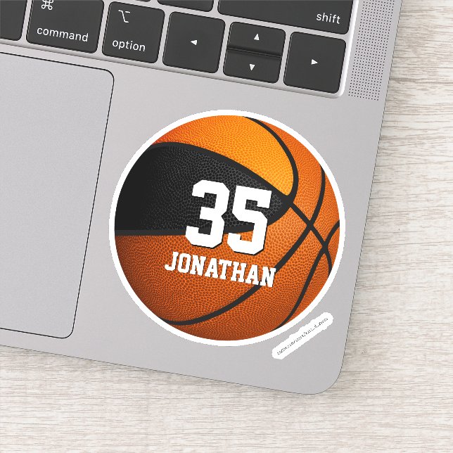 Sticker équipe orange noire couleurs garçons basket (Détail)