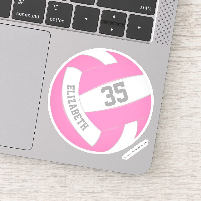 Sticker équipe rose blanc couleurs volley (Détail)