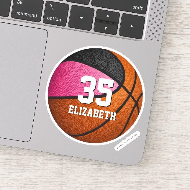 Sticker Équipe rose noire couleurs filles basket (Détail)