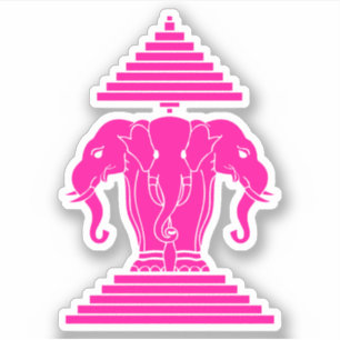 Sticker Erawan rose Trois éléphant en tête Lao / Laos Drap