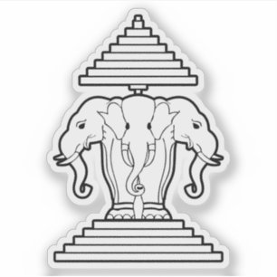 Sticker Erawan Trois éléphant en tête Lao / Laos Drapeau