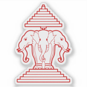 Sticker Erawan Trois éléphant en tête Lao / Laos Drapeau