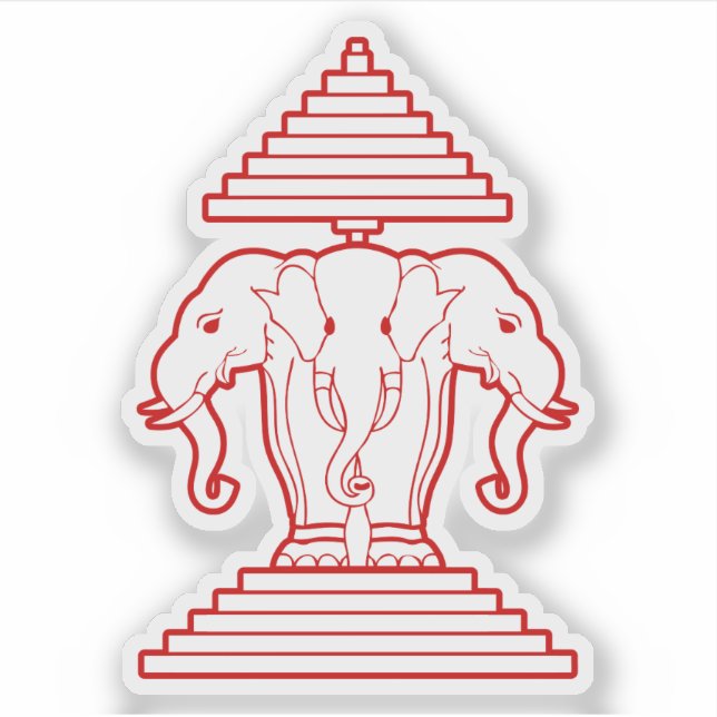 Sticker Erawan Trois éléphant en tête Lao / Laos Drapeau (Devant)