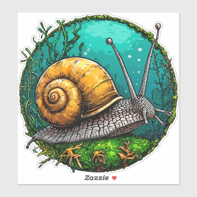 Sticker Escargot mignon (Feuille)