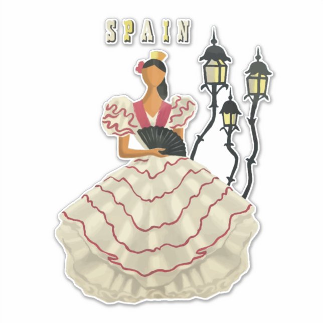 Sticker Espagne Voyage Espagnol Flamenca Danseuse Art (Devant)