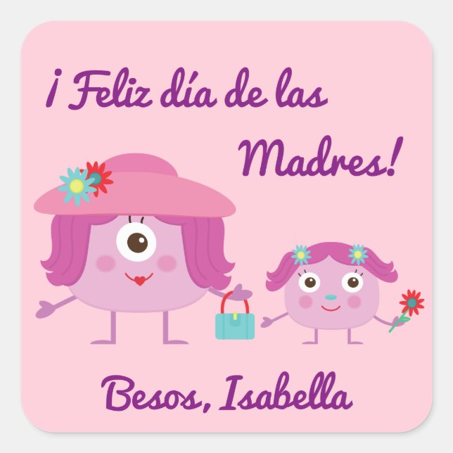 Sticker espagnol pour la fête des mères avec monst (Devant)