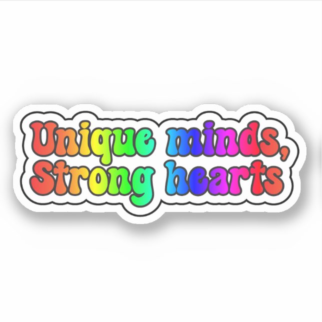 Sticker Esprit unique, Coeurs forts Rainbow Neurodiversity (Devant)