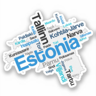 Sticker Estonie Carte des villes