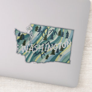 Sticker État de Washington MAP Crayon coloré Art