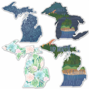 Sticker État des Grands Lacs du Michigan   Cherie's Art(c)