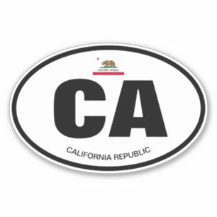 Sticker États de Californie abréviation oval vinyle sticke