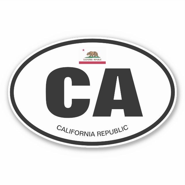 Sticker États de Californie abréviation oval vinyle sticke (Devant)