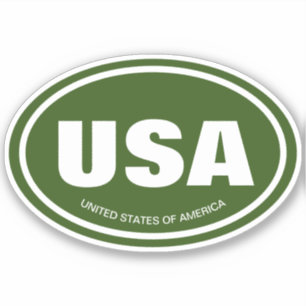Sticker États-Unis code pays abréviation vert ovale vinyle