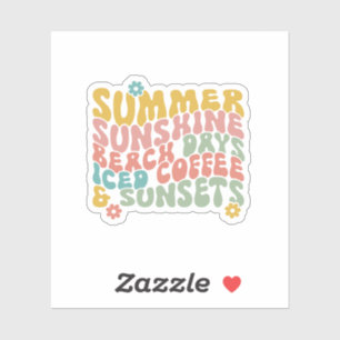 Sticker Été Dit Plage Rétro Couchers de soleil de café gla