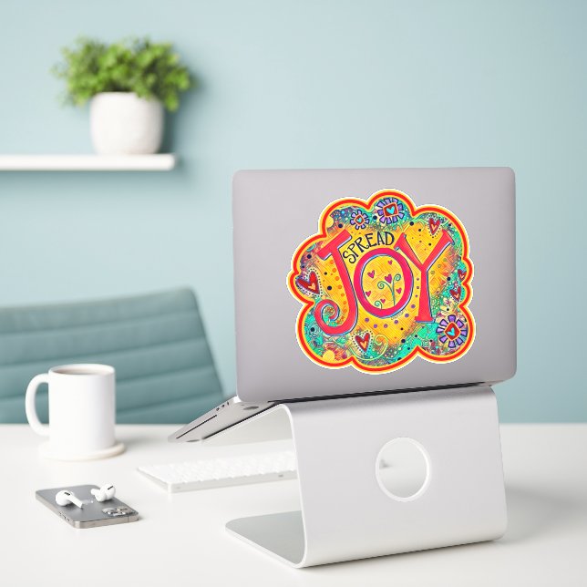 Sticker Étendre Joy Joyeux Jaune amusant Inspirivité (Ordinateur portable sur le bureau)