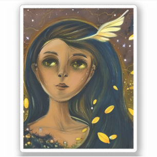Sticker Éthérée Enchantée fille angélique Abstrait Ai Art