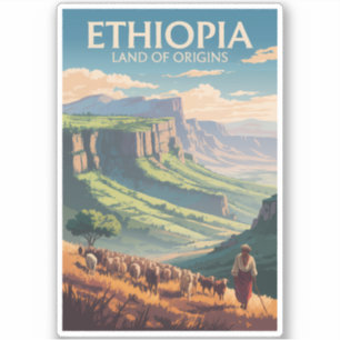 Sticker Ethiopie Shepard Herd Travel Art Vintage