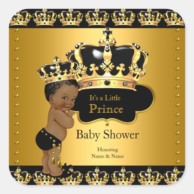 Sticker ethnique Royal Prince Baby shower Black Go (Devant)