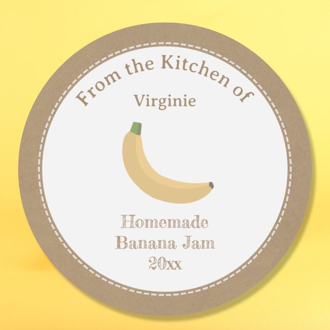 Sticker Étiquette à la confiture de banane rustiqu (Rustic Banana Jam Label Sticker)