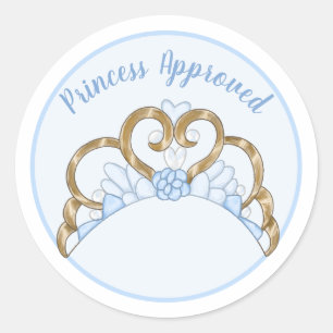 Sticker Étiquette bleu "Princesse approuvée"