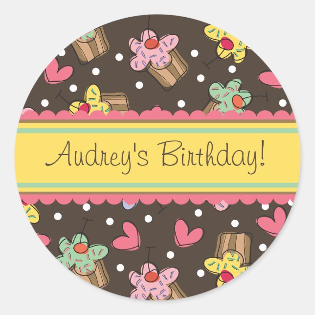 Sticker Étiquette cadeau d'anniversaire de la ceri (Devant)