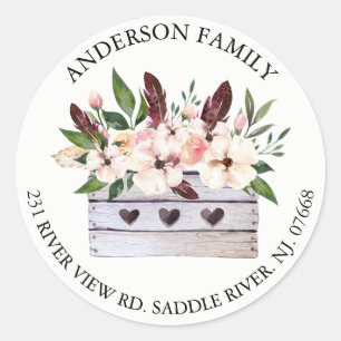 Sticker Étiquette de adresse Boho Floral Flower Bo