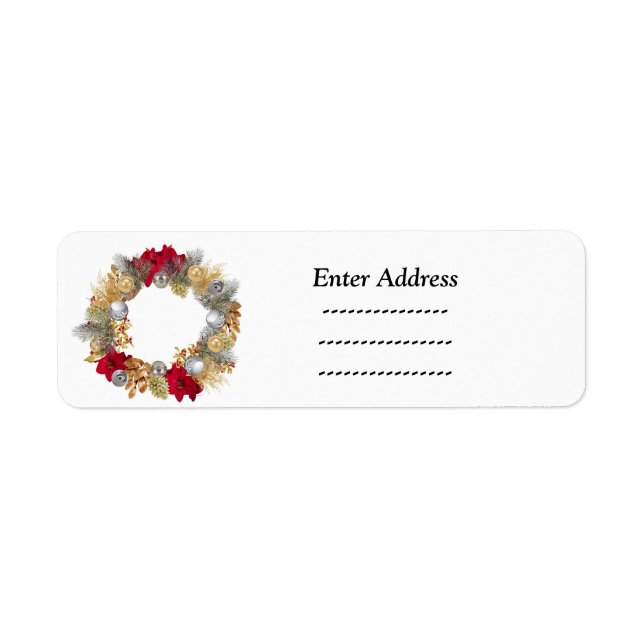 Sticker étiquette de adresse de Noël de couronne (Devant)