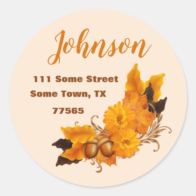 Sticker Étiquette de adresse de Thanksgiving d'aut (Devant)