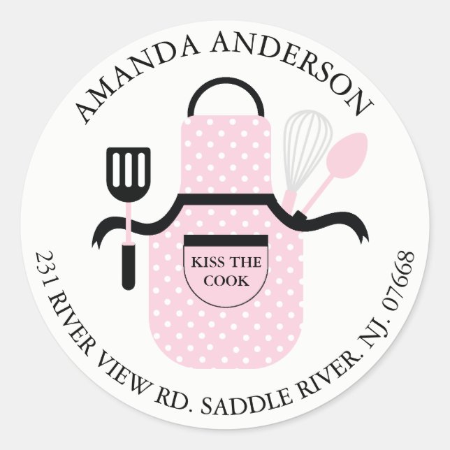 Sticker Étiquette de adresse Kiss The Cook Apron K (Devant)