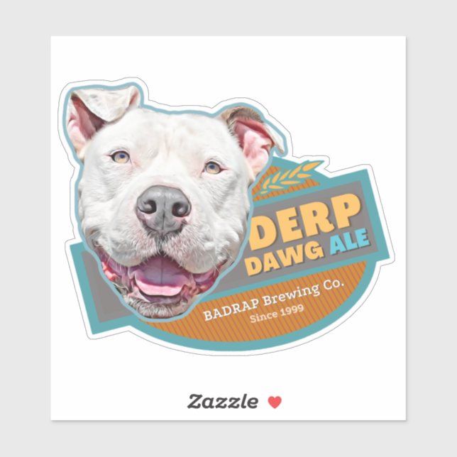 Sticker Étiquette de bière de chien de derp (Feuille)
