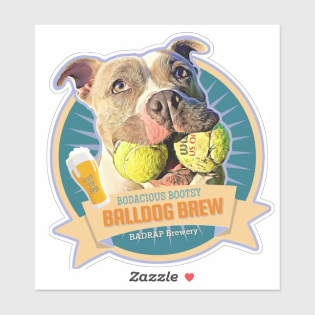 Sticker Étiquette de bières pour chien de ballon d (Feuille)