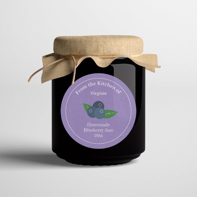 Sticker Étiquette de confiture de bleuets rustique (Rustic Blueberry Jam Label Sticker)