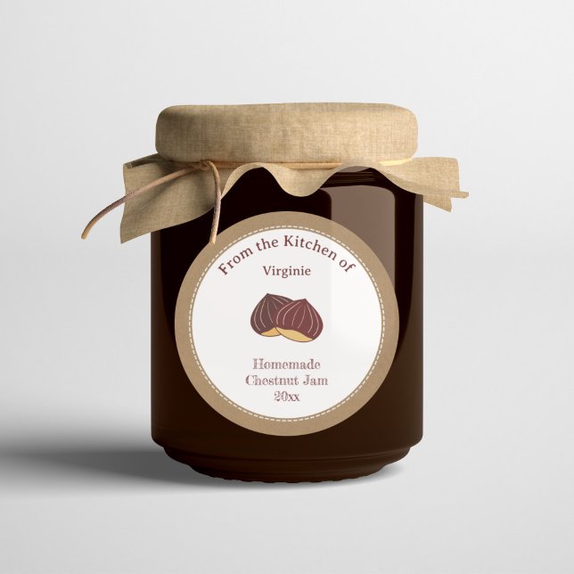 Sticker Étiquette de confiture de châtaignes rusti (Rustic Chestnut Jam Label Sticker)